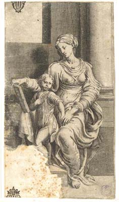 Caraglio Jacopo (attribuita) - Madonna che legge con un Bambino